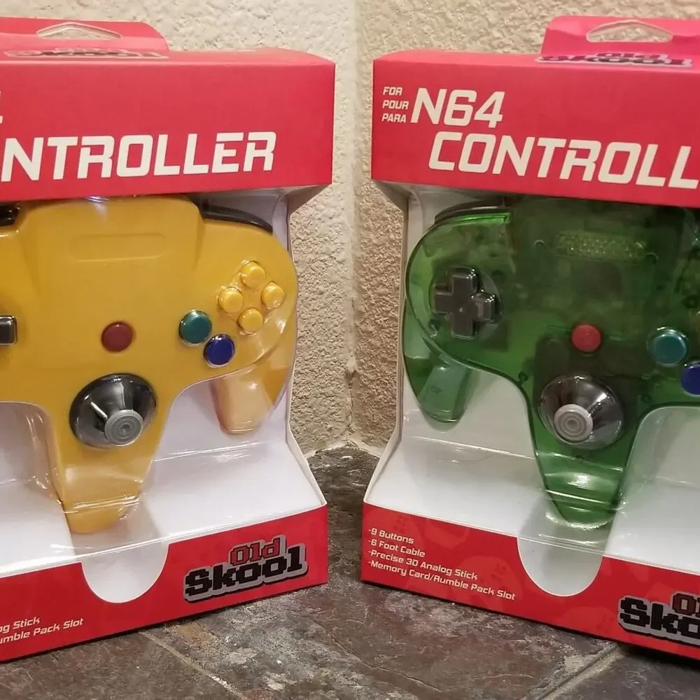 2 N64 Controllers - Yellow & Jungle Green (NEW) - Nintendo64 - Funtastic